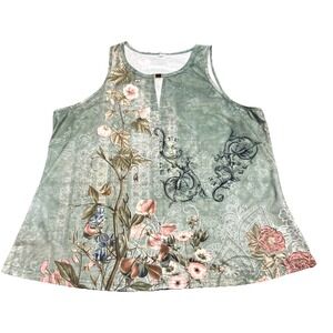 Y2K Fairy Top Womens XL Romantic Gold Buckle Boho Floral Feminine Keyhole